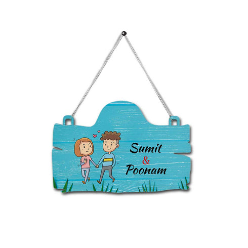Blue Personalised Couples Wall Hanging - Uncommongifts.in