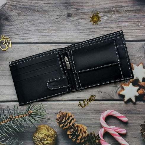 Personalised Men's Wallet With Charm - Black - Uncommongifts.in