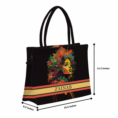 Beautiful Black Girl Printed Box Tote Bag - Uncommongifts.in