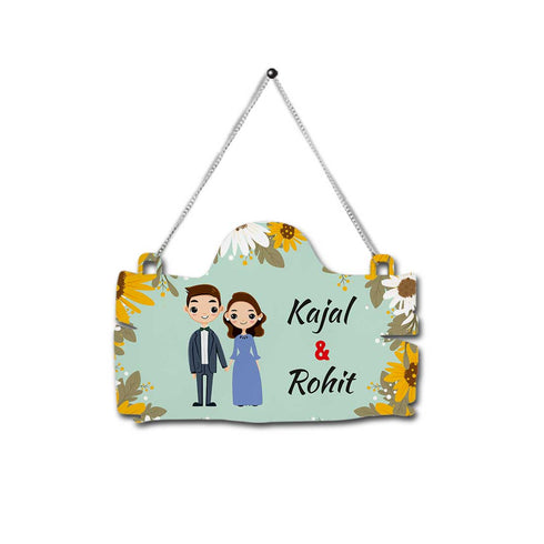 Floral Personalised Couples Wall Hanging - Uncommongifts.in