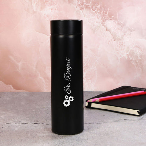 Personalized Temperature Bottle With Name - Black - Uncommongifts.in