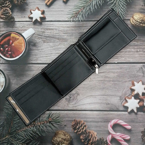 Personalised Men's Wallet With Charm - Black - Uncommongifts.in