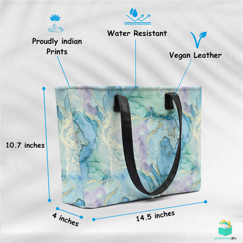 Blue Marble Print Women's Office Bag - Uncommongifts.in