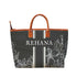 Black Floral Printed Personalised Luna Handbag