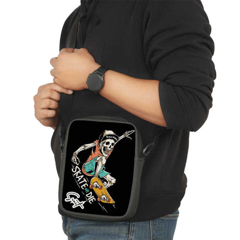 Skate Or Die Skull Printed Personalised Men Sling Bag - Uncommongifts.in
