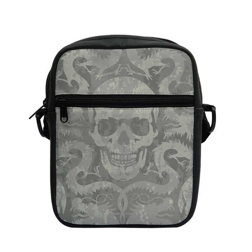 Grey Skull Printed Personalised Men Sling Bag - Uncommongifts.in
