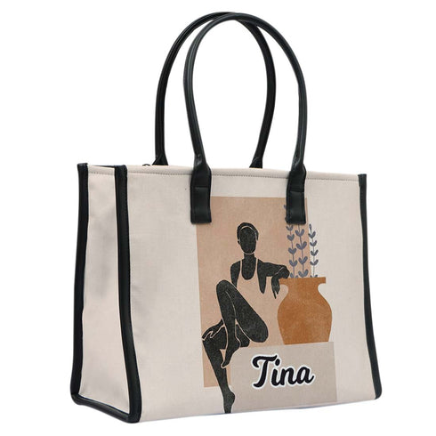 Personalized Girl Printed Box Tote Bag - Uncommongifts.in