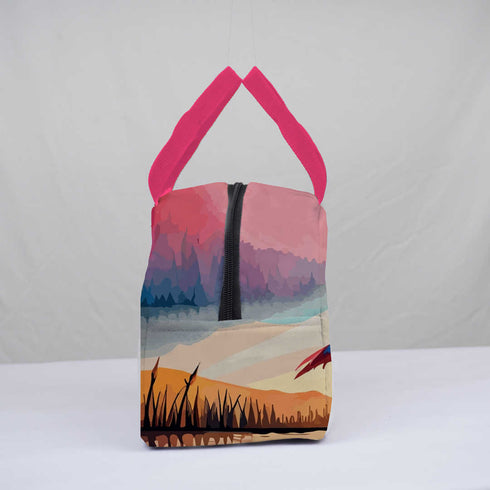 Personalised Flamingo Printed Kids Lunch Bag With Handle