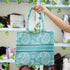 Customized Sky Blue Ethnic Motifs Printed Oversized Structured Handheld Box Bag - Uncommongifts.in