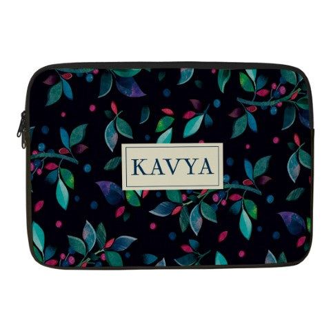 Leaf Printed Personalised Laptop Sleeve/Cover - Uncommongifts.in