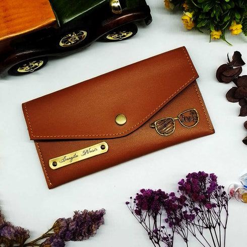 Personalised Women's Wallet With Charm - Tan - Uncommongifts.in