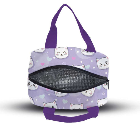 Personalised Cats Printed Kids Lunch Bag With Handle