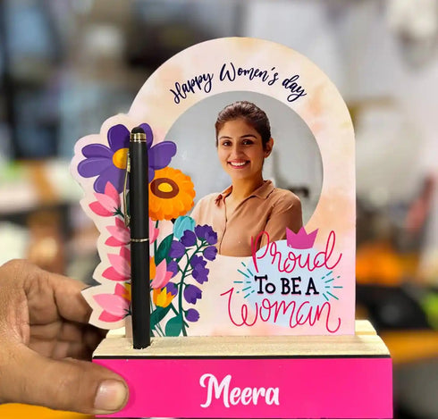 Personalized Women’s Day Pen with Photo Stand