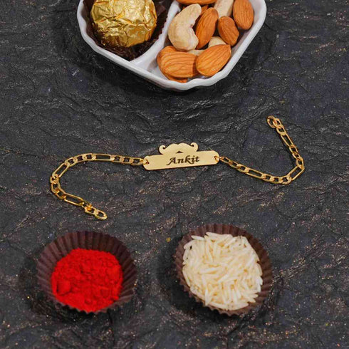 Personalised Gold Bracelet Rakhi For Brother