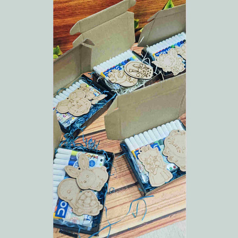 Personalised Crafting DIY MDF Kit Cutout Keychain Set of 20 for Kids