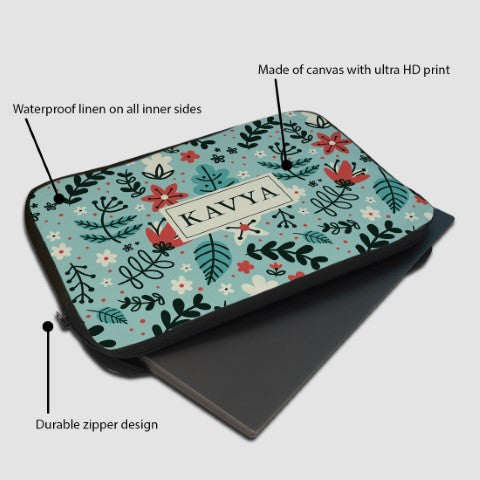 Floral Printed Personalised Laptop Sleeve/Cover - Uncommongifts.in