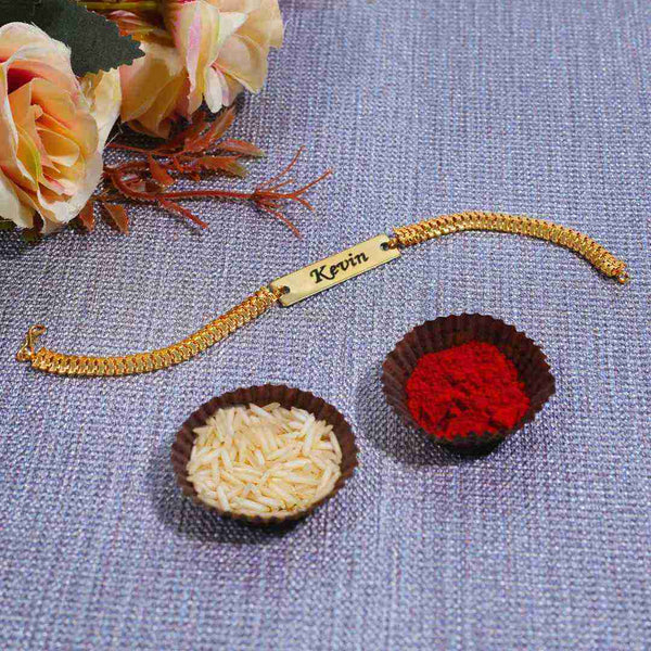 Personalised Gold Bracelet Rakhi For Brother