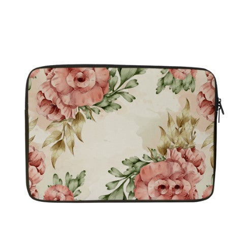 Personalised Pink Floral Printed Laptop Sleeve/Cover - Uncommongifts.in