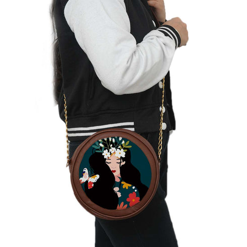 Personalized Round Sling Bag for Fashionistas - Uncommongifts.in