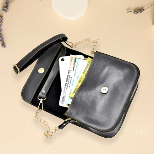 Personalised Sling Bag with Charms - Black - Uncommongifts.in