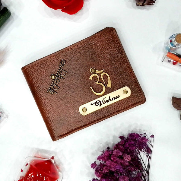 Personalised Men's Leather Wallet With Charm - Brown - Uncommongifts.in