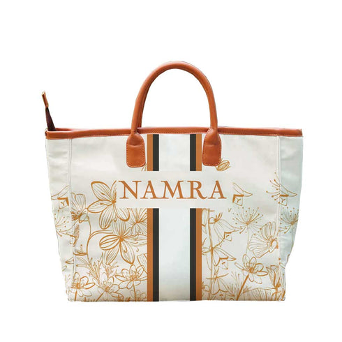 White Strap Floral Printed Personalised Luna Handbag