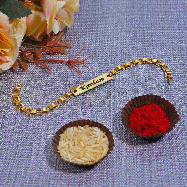 Personalised Gold Bracelet Rakhi For Brother
