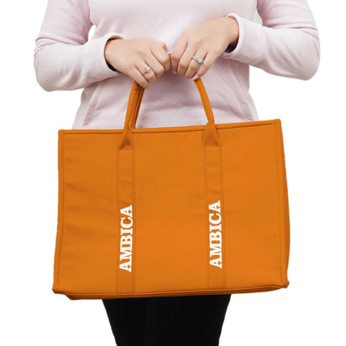 Personalised Tan Woody Handbag Tote Bag - Uncommongifts.in