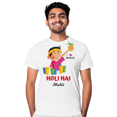 Holi Hai Personalised Printed Holi T-Shirt - Uncommongifts.in