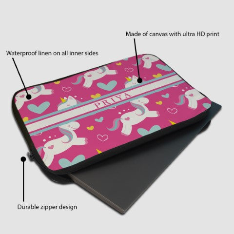 Unicorn Printed Personalised Laptop Sleeve/Cover - Uncommongifts.in