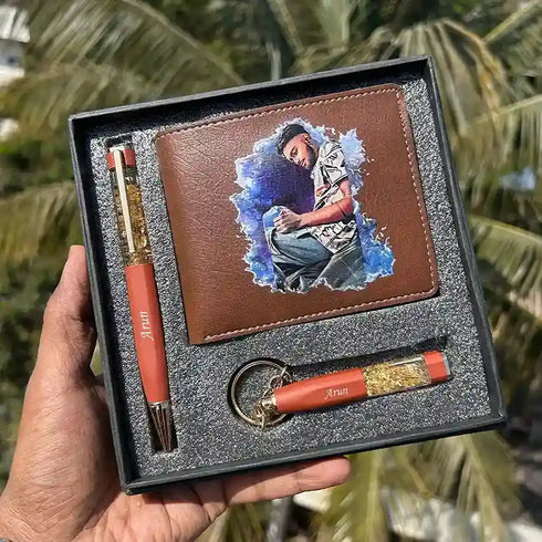 Personalized Men Wallet with Pen Combo
