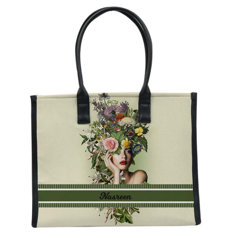 Personalised Beautiful Girl Printed Box Tote Bag - Uncommongifts.in