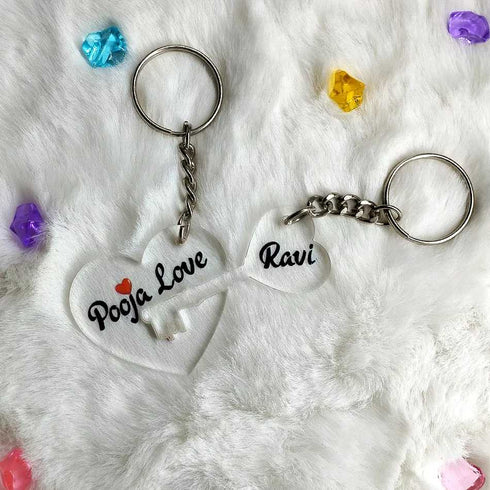 Personalised Couples Heart Keychain - Uncommongifts.in