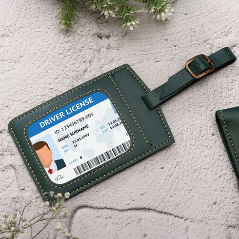 Personalised Luggage Tag With Charms - Olive - Uncommongifts.in