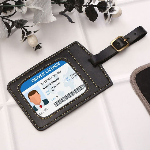 Personalised Luggage Tag With Charms - Black - Uncommongifts.in