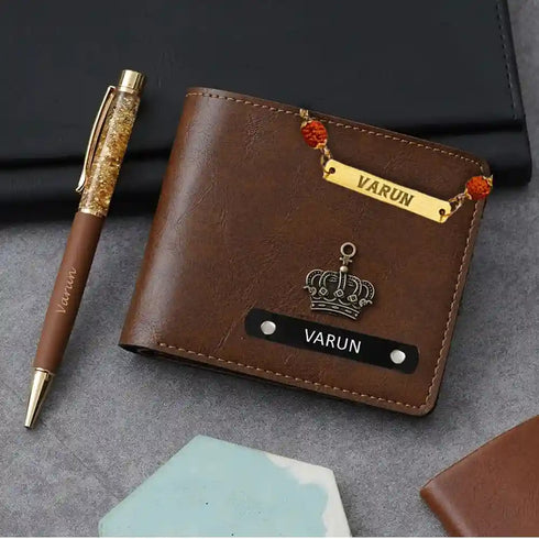 Customized Men's Wallet Rakhi Combo