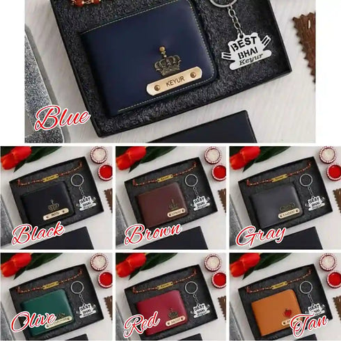Customized Wallet Rakhi Combo Gift Set