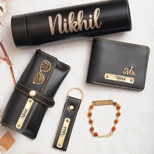 Customized Men's Wallet Rakhi Combo Gift Set