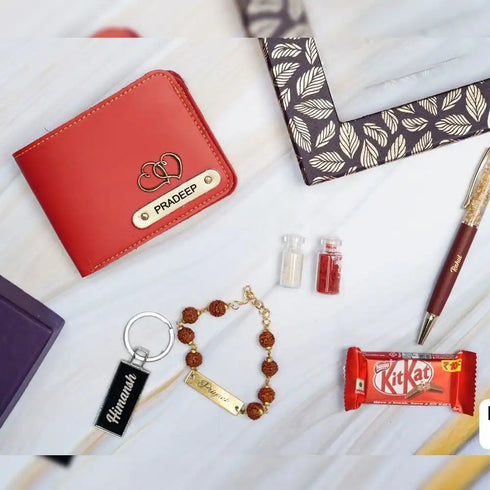 Customized Men's Wallet Rakhi Combo