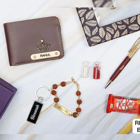 Customized Men's Wallet Rakhi Combo