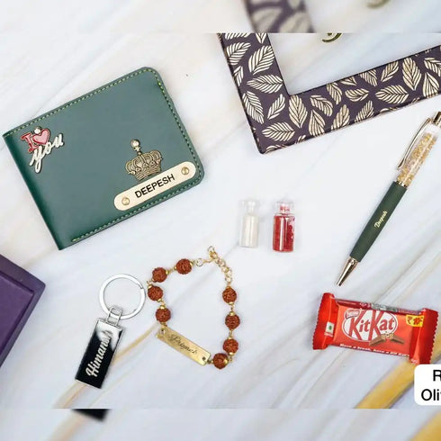 Customized Men's Wallet Rakhi Combo