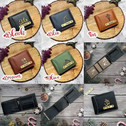 Personalised Men's Wallet With Charm - Black