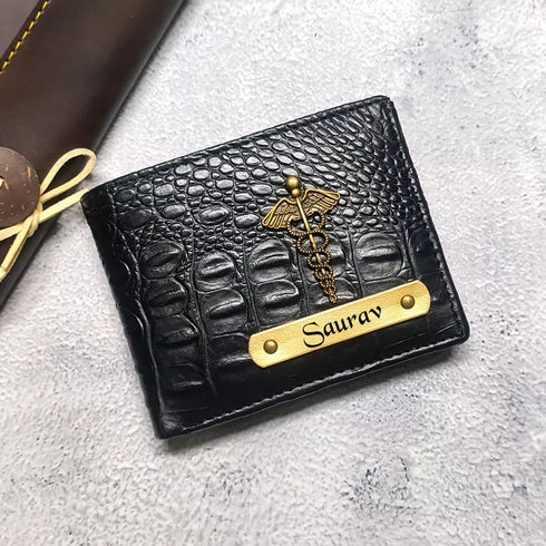 Personalised Men's Wallet With Charm - Black - Uncommongifts.in