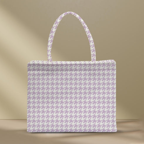 Purple Geometric Printed Customised Box Tote Bag - Uncommongifts.in