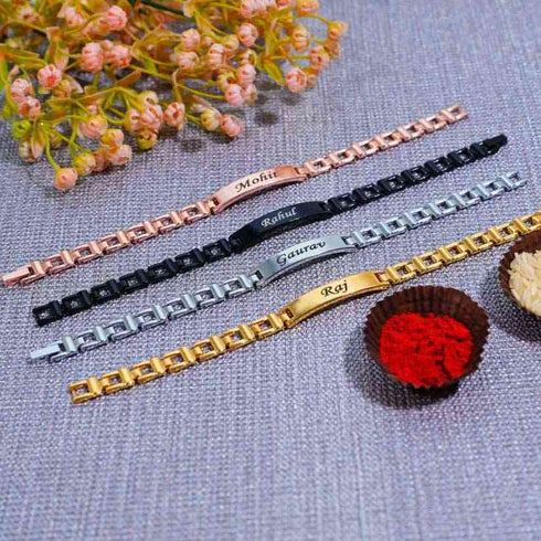Personalised Gold Bracelet Rakhi For Brother