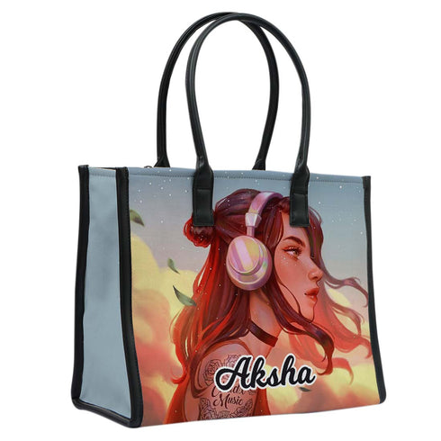 Personalised Beautiful Girl Printed Box Tote Bag - Uncommongifts.in