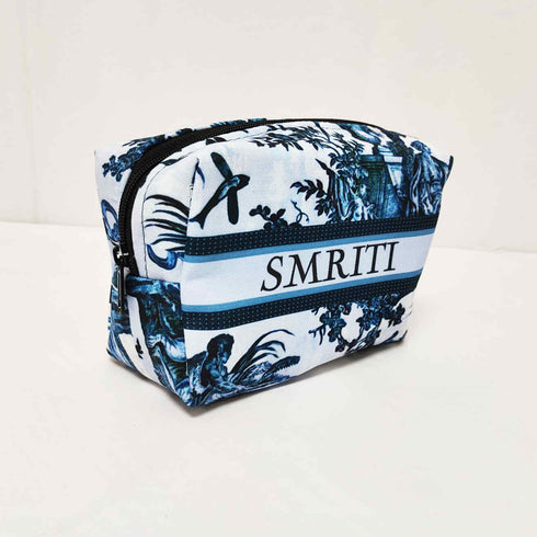 Personalised Blue Leafs Printed Box Pouch