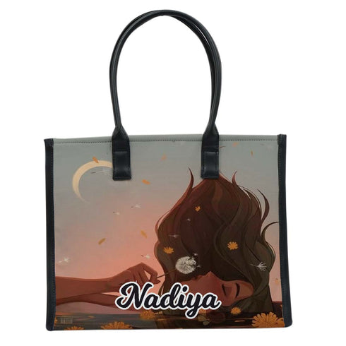 Personalised Girl Printed Box Tote Bag - Uncommongifts.in