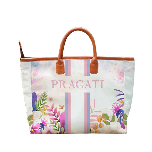 Multicolor Floral Printed Personalised Luna Handbag