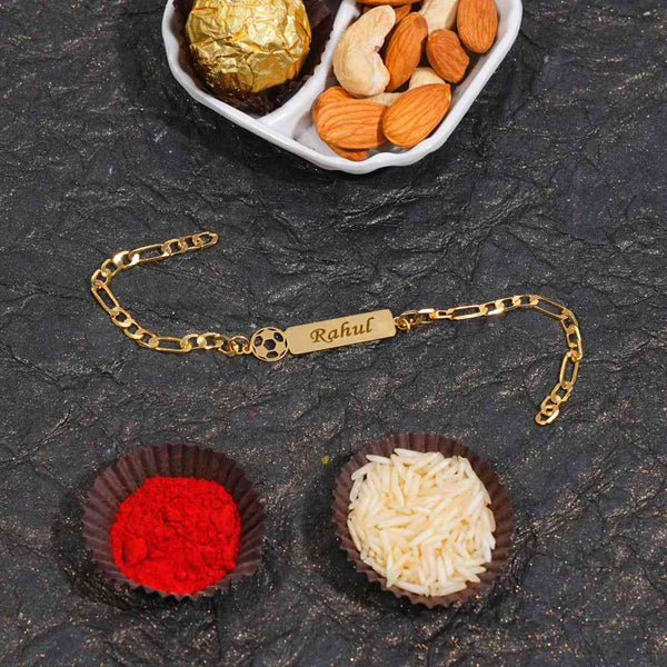 Personalised Gold Bracelet Rakhi For Brother